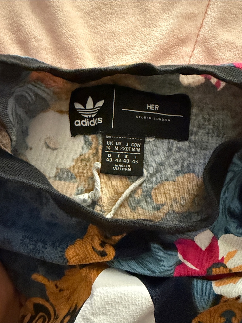 adidas Navy Floral Logo Tee with Yellow & Pink Accents - Picture 4 of 4